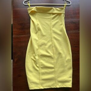 Bershka Strapless butter Yellow bodycon mini Dress